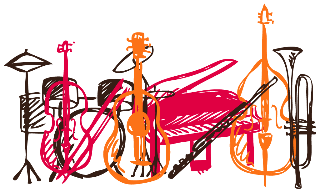 Alle Instrumente des Instrumentenkreisels auf einen Blick, die die Kindern im Laufe des einjährigen Kurses ausprobieren können.